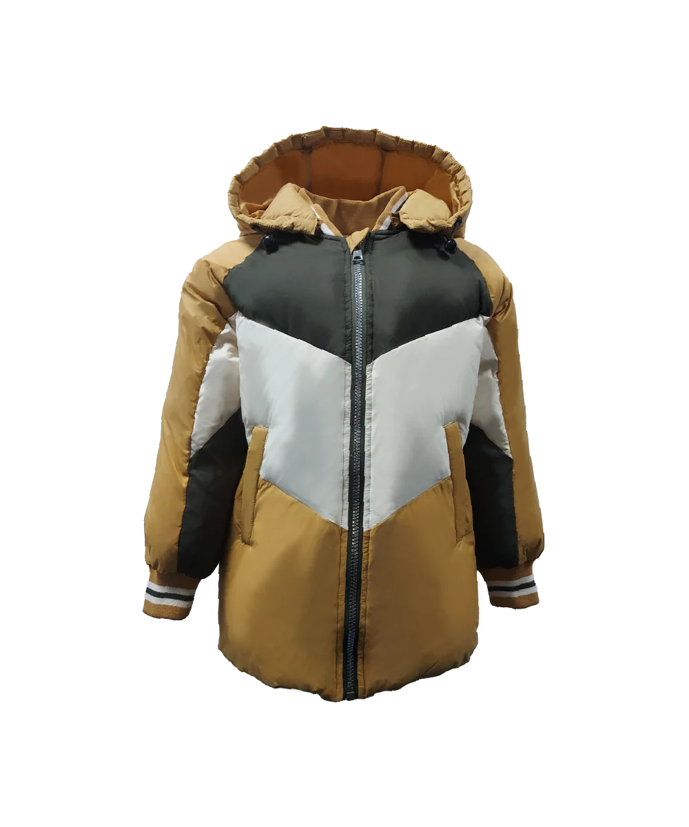 Boy's Color Block Hoodie Down Jacket