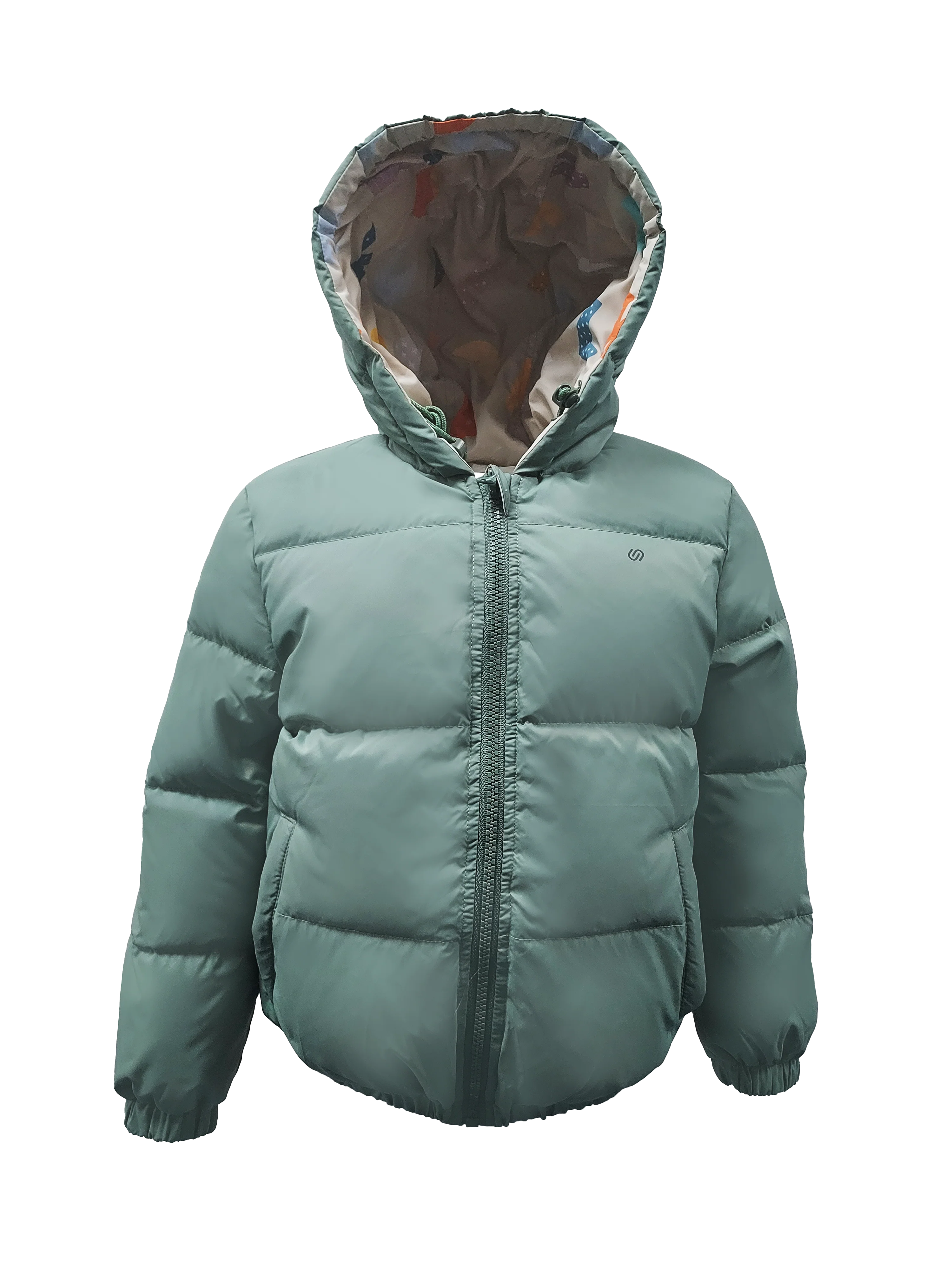 Boy's Reversible Down Jacket With Alphabet Print
