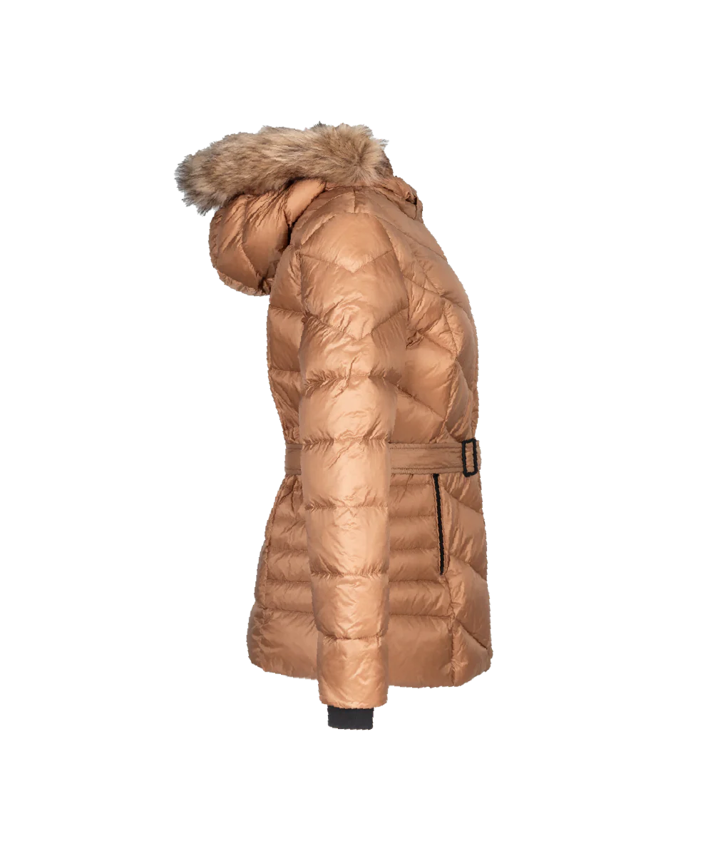 Women's Classic Down Jacket With Faux Fur Trim - Image 5