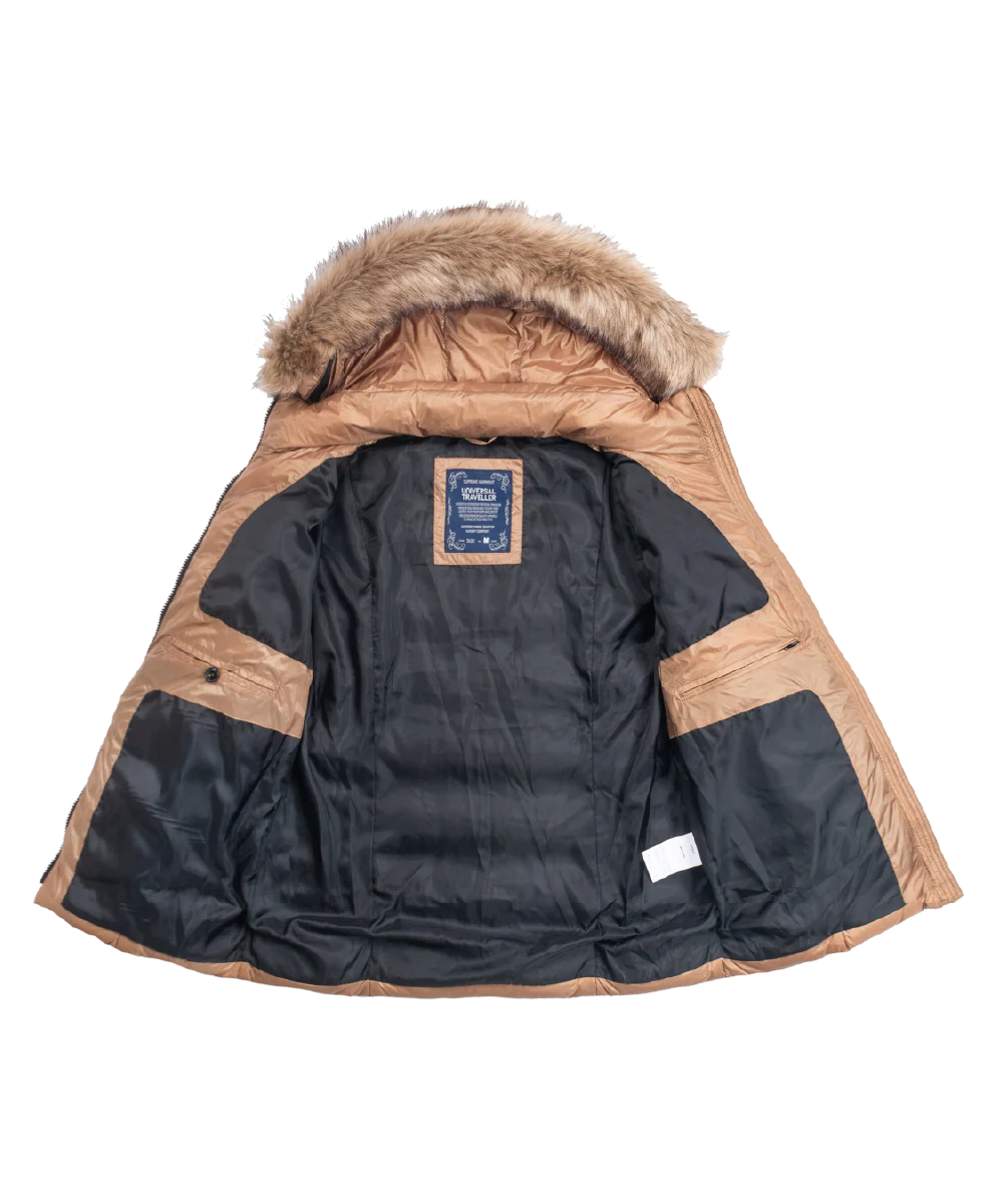 Women's Classic Down Jacket With Faux Fur Trim - Image 6
