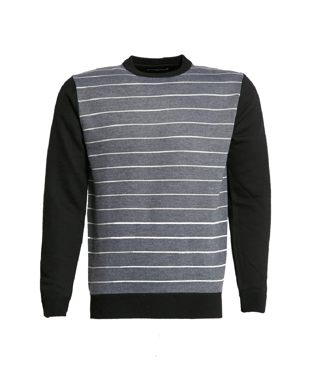 Man’s Crew Neck Knitted Sweater With Stripe Print