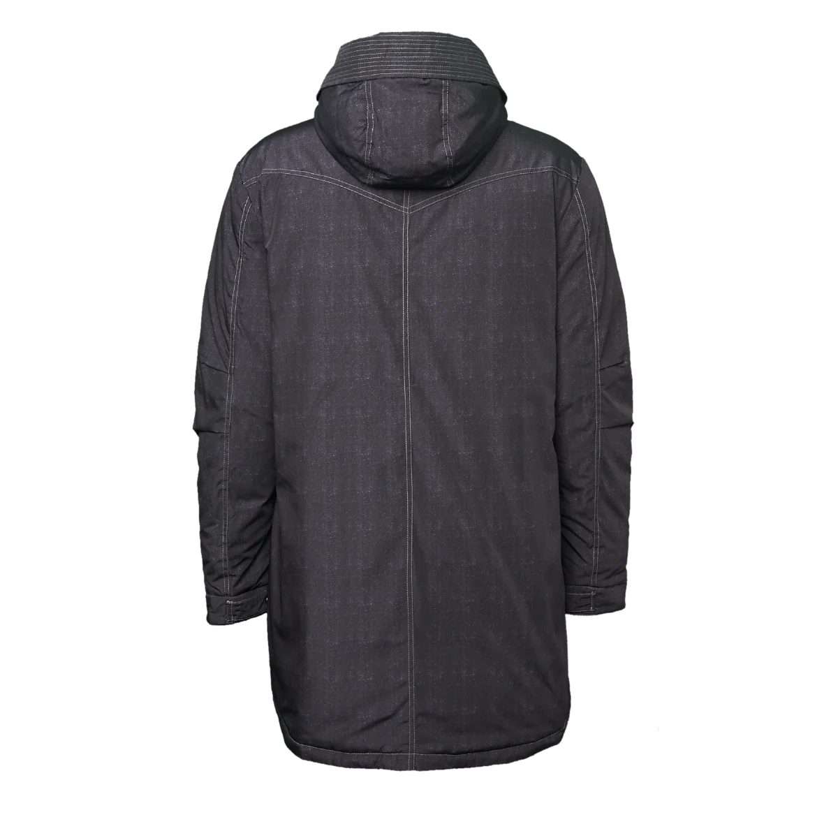 Denim-Like Down Jacket with Jersey Hood - Image 2
