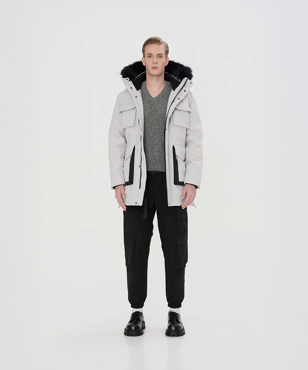 Mid-Length Down Jacket With Fur-Lined Hood - DJ 25007 - Image 2