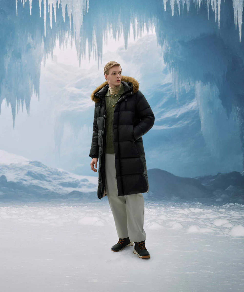 Long Down Jacket With Fur-Lined Hood - DJ 25010