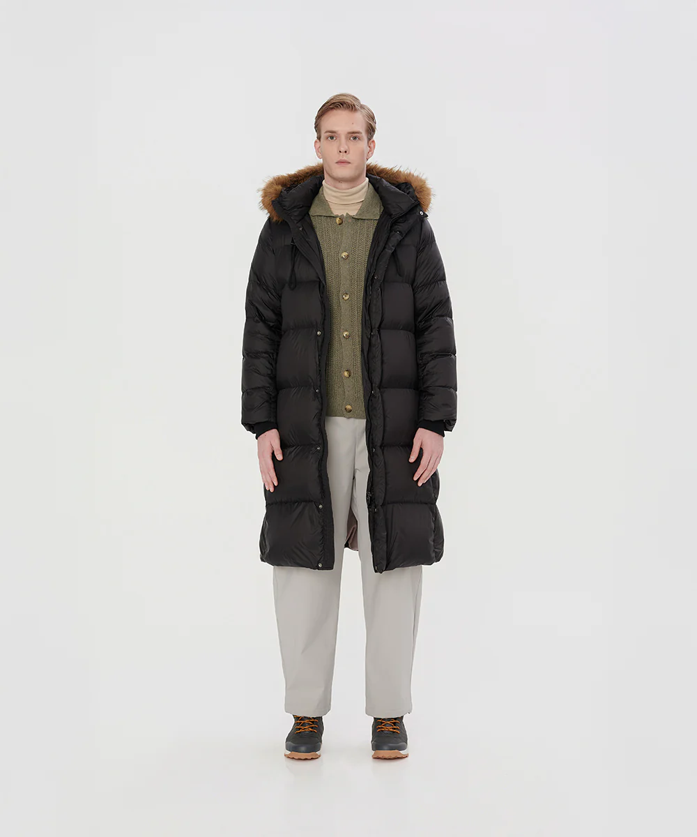 Long Down Jacket With Fur-Lined Hood - DJ 25010 - Image 2