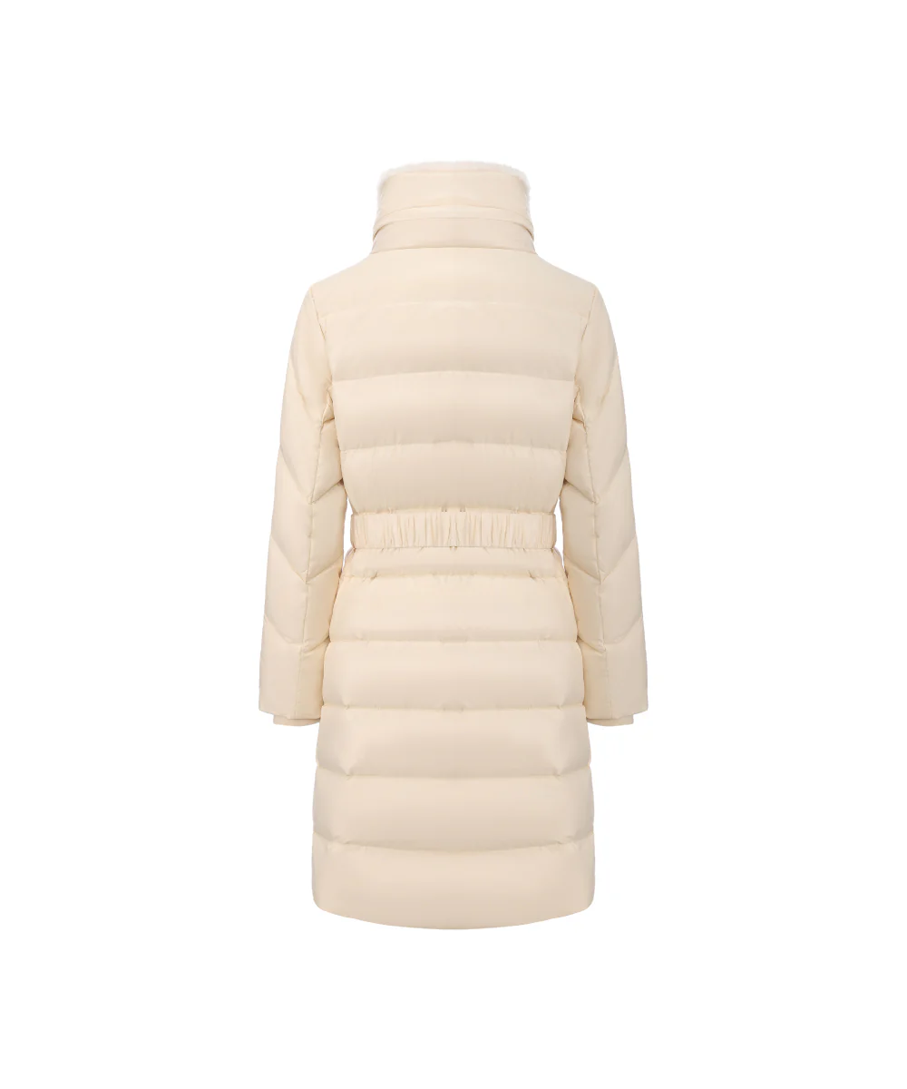 Elegant Cream Belted Down Coat - DJW 25022 - Image 6
