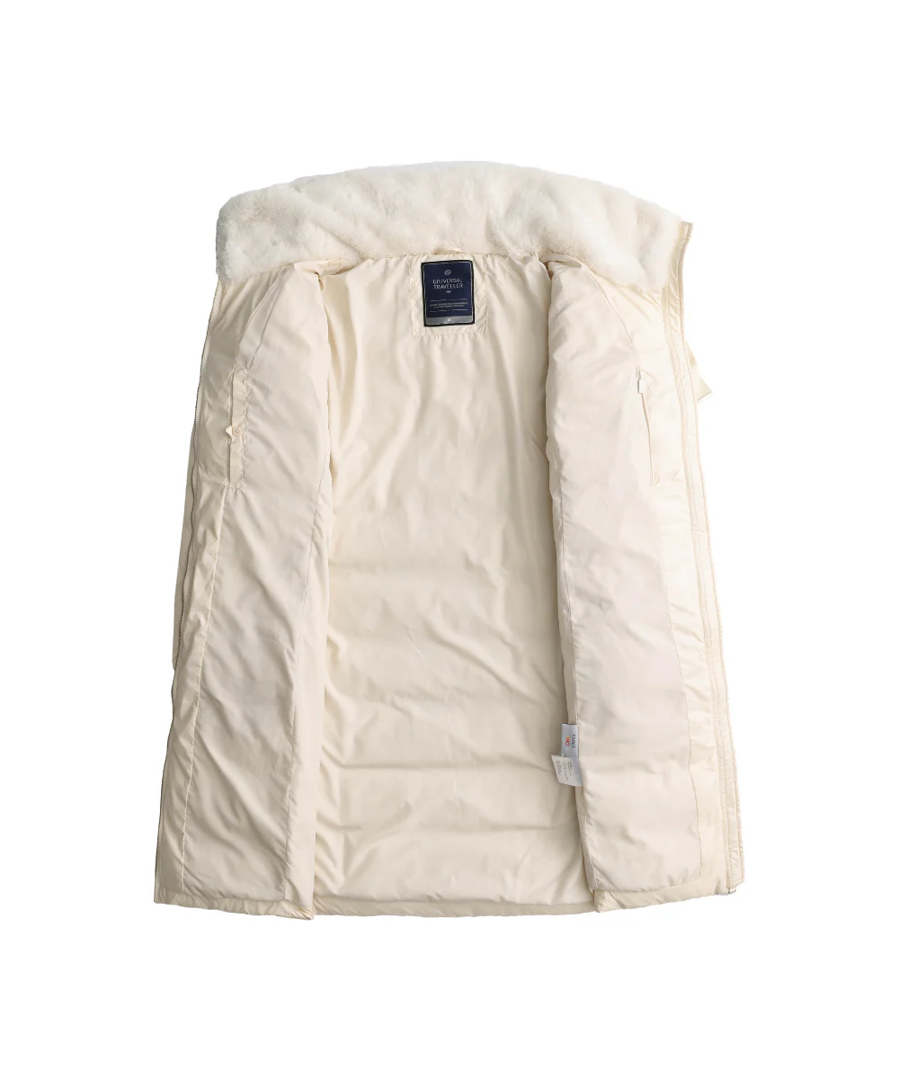 Elegant Cream Belted Down Coat - DJW 25022 - Image 8
