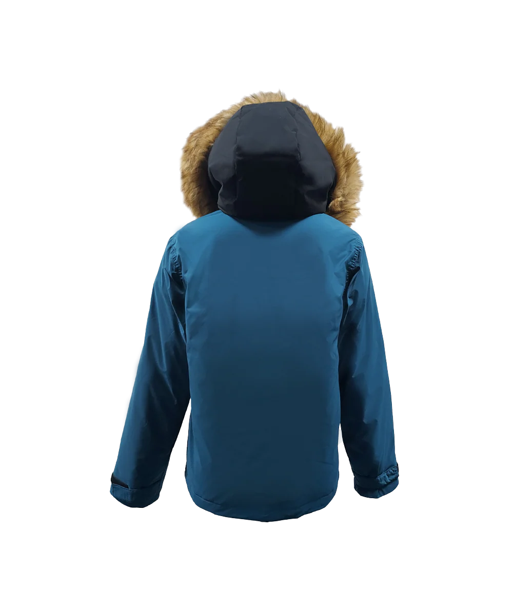 Boy's Down Jacket With Contrast Lining And Hoodie - Image 2