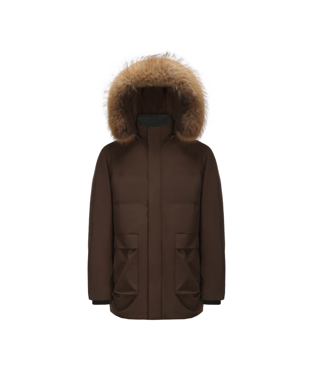 Genuine Raccoon Fur Collar Goose Down Jacket - GDJ 25129 - Image 5