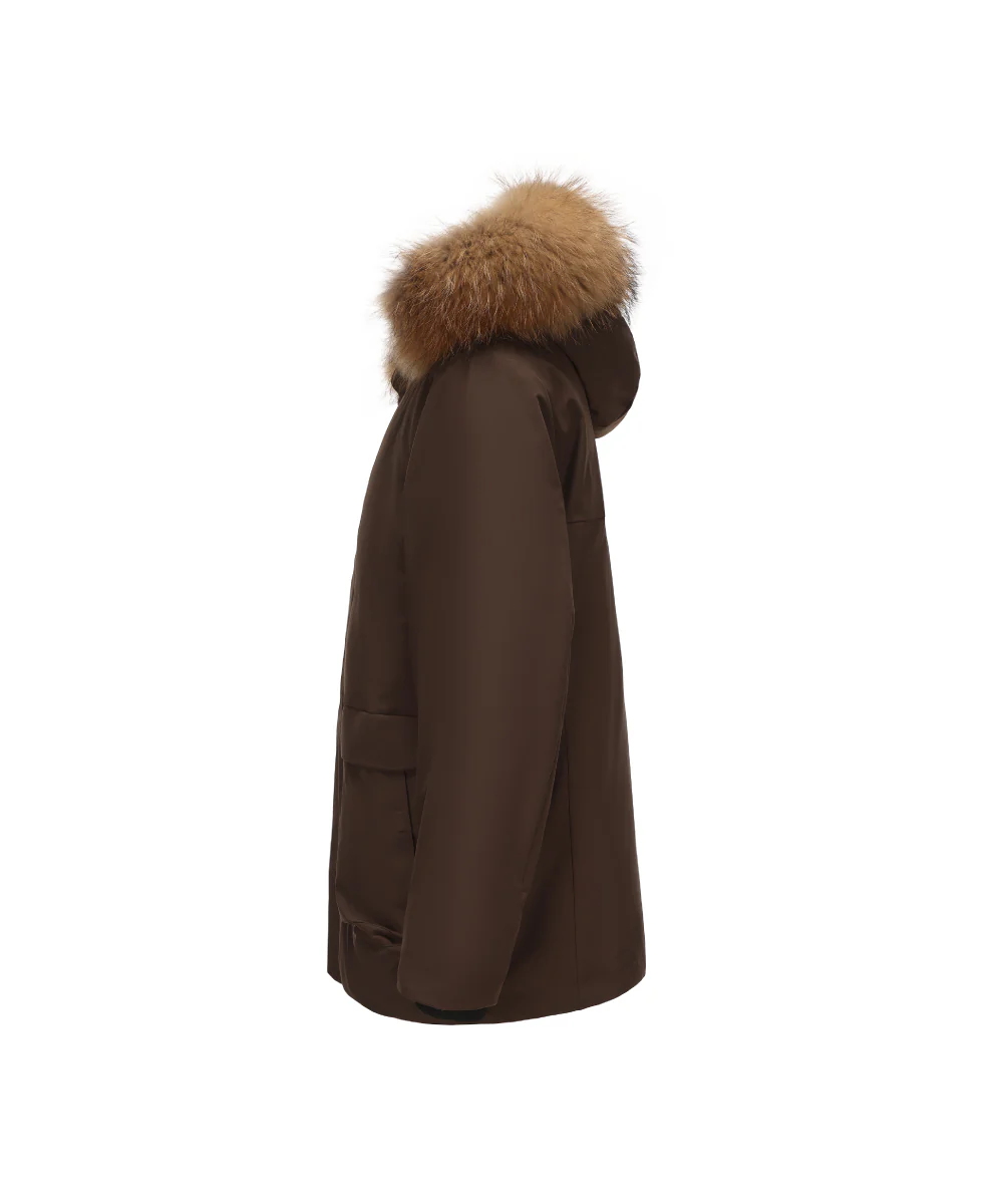Genuine Raccoon Fur Collar Goose Down Jacket - GDJ 25129 - Image 8