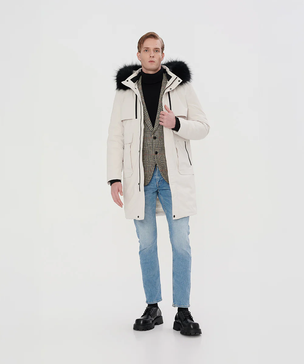 Goose Down Jacket With Black Rabbit Fur Hood - GDJ 25131 - Image 2