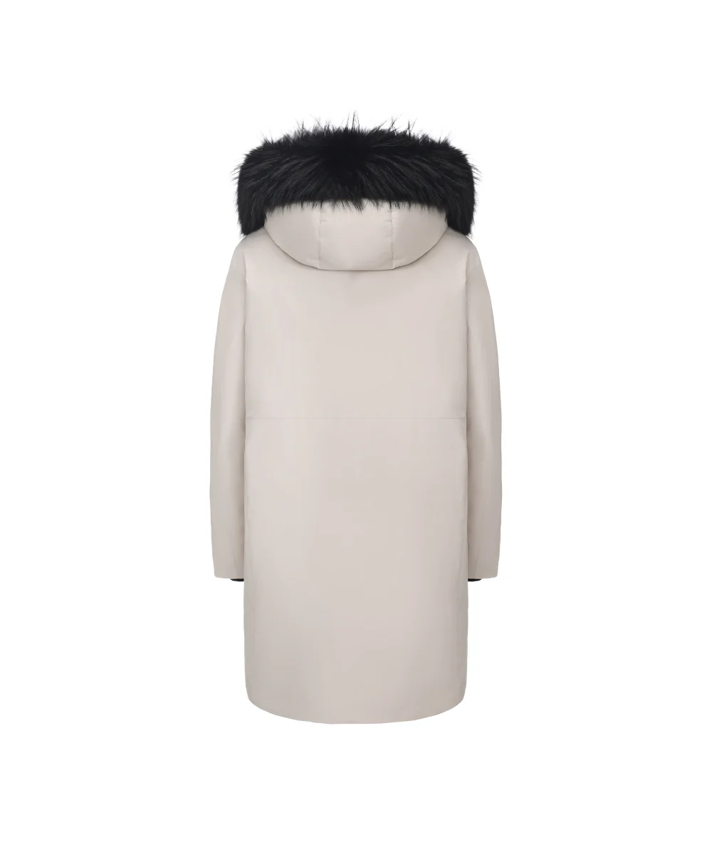 Goose Down Jacket With Black Rabbit Fur Hood - GDJ 25131 - Image 8