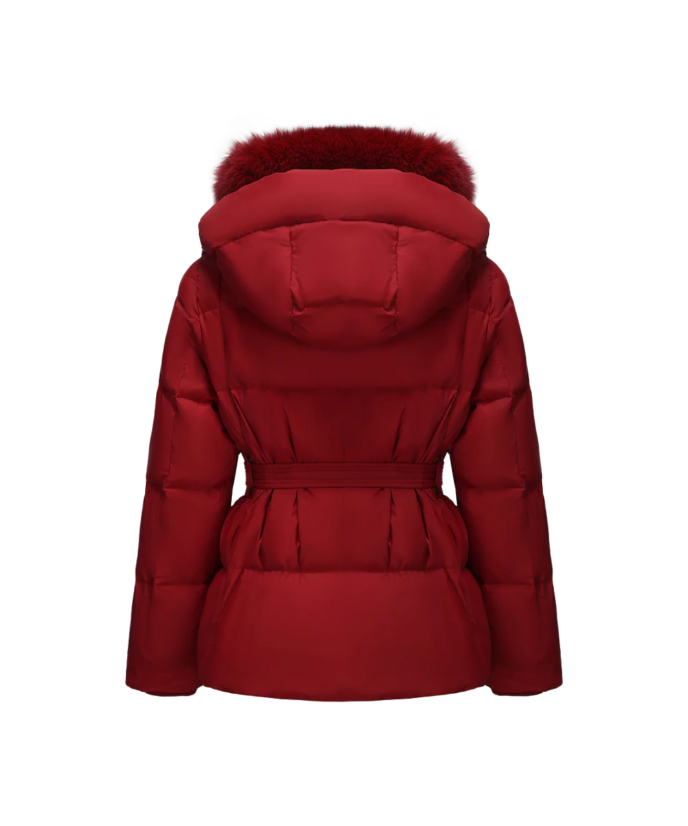 Ruby Luxe Goose Down Jacket With Genuine Raccoon Fur Trim - GDJW 25132 - Image 6