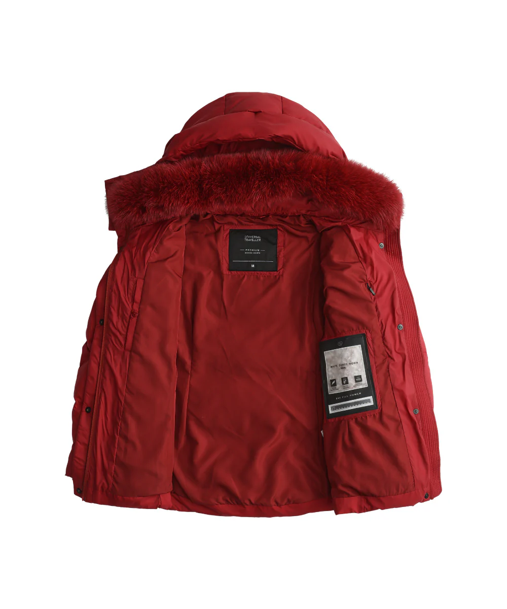 Ruby Luxe Goose Down Jacket With Genuine Raccoon Fur Trim - GDJW 25132 - Image 8