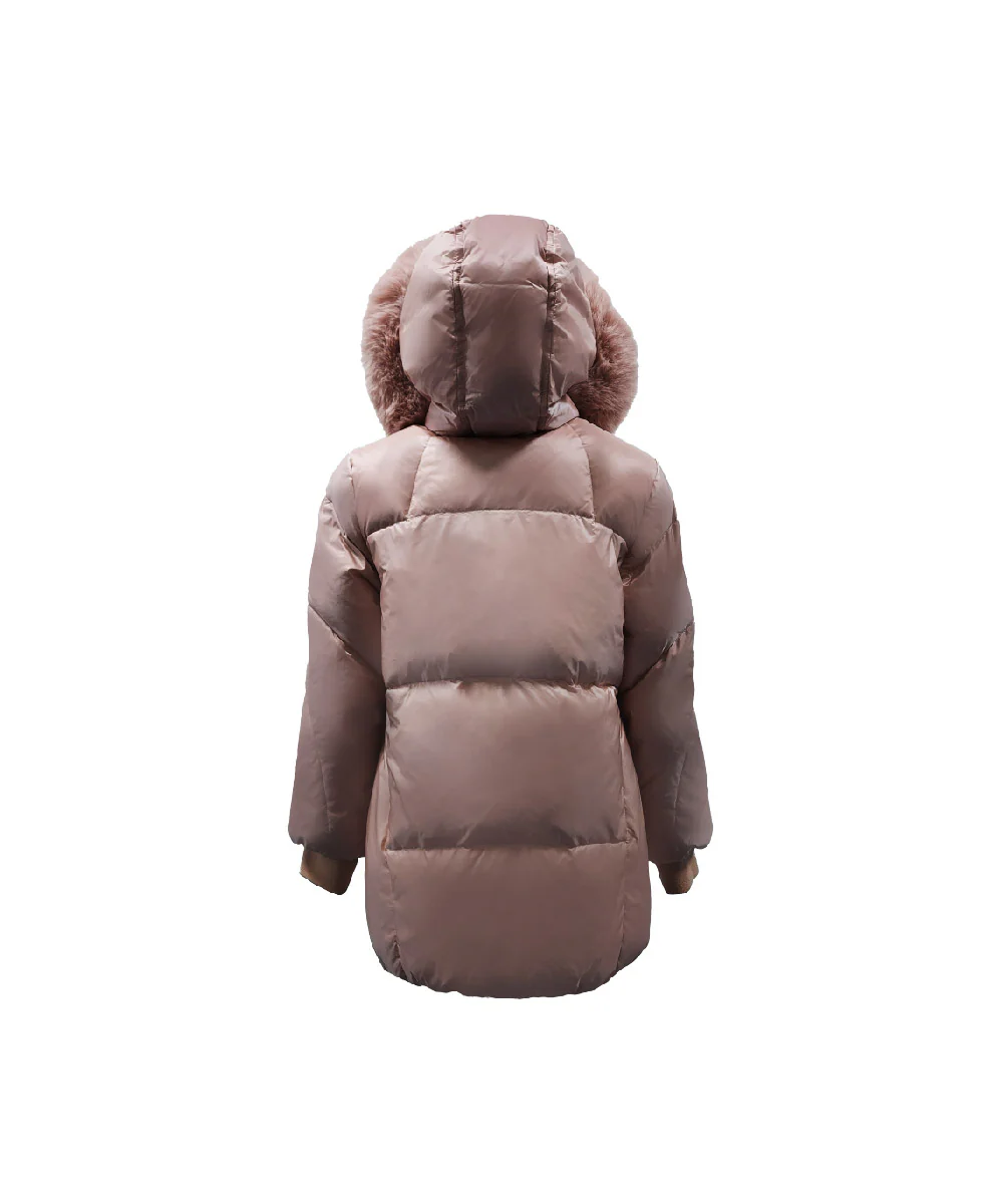 Girl's Hoodie With Fur Trim Down Jacket - Image 2