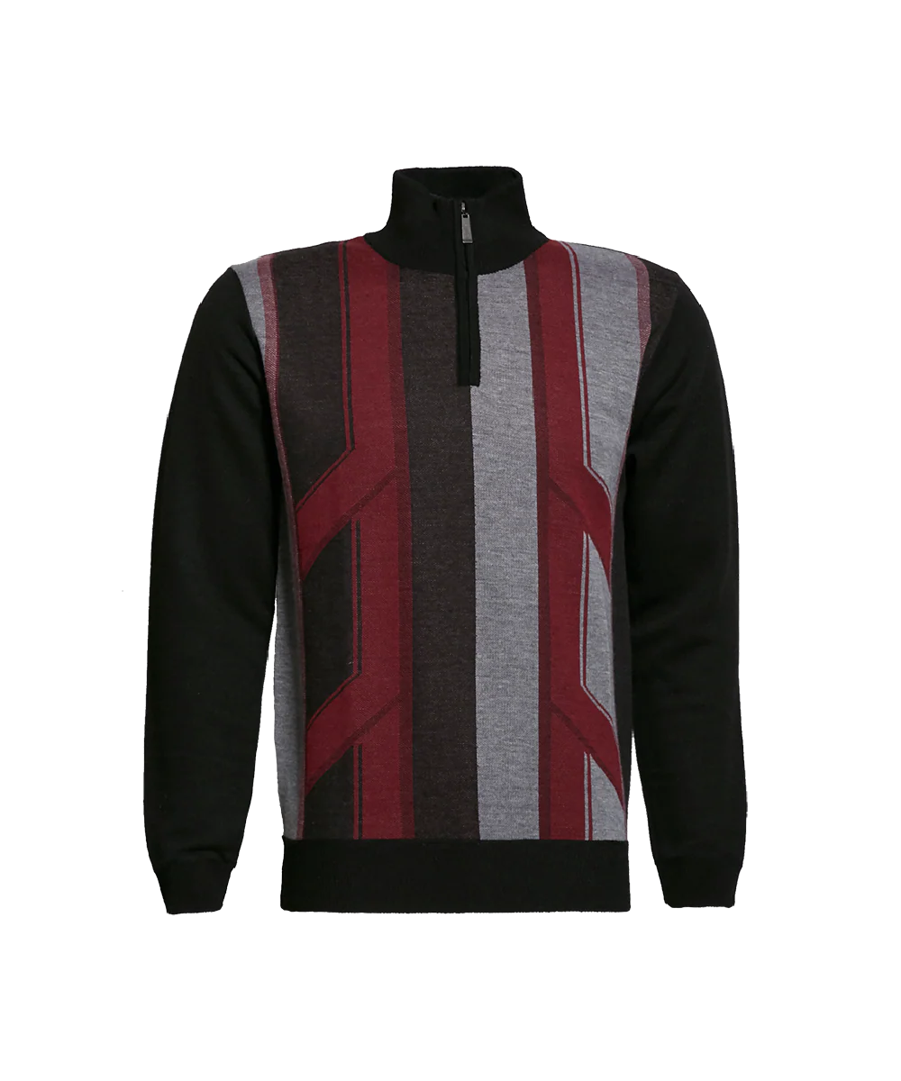 Man’s Henley Mock Neck With Zip Knitted Sweater