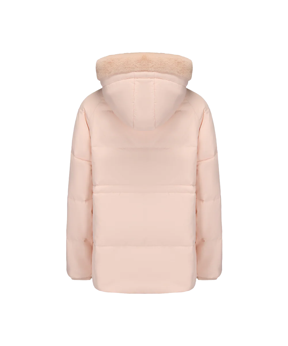 Girl's Short Fur-trimmed Hoodie Down Jacket - Image 2