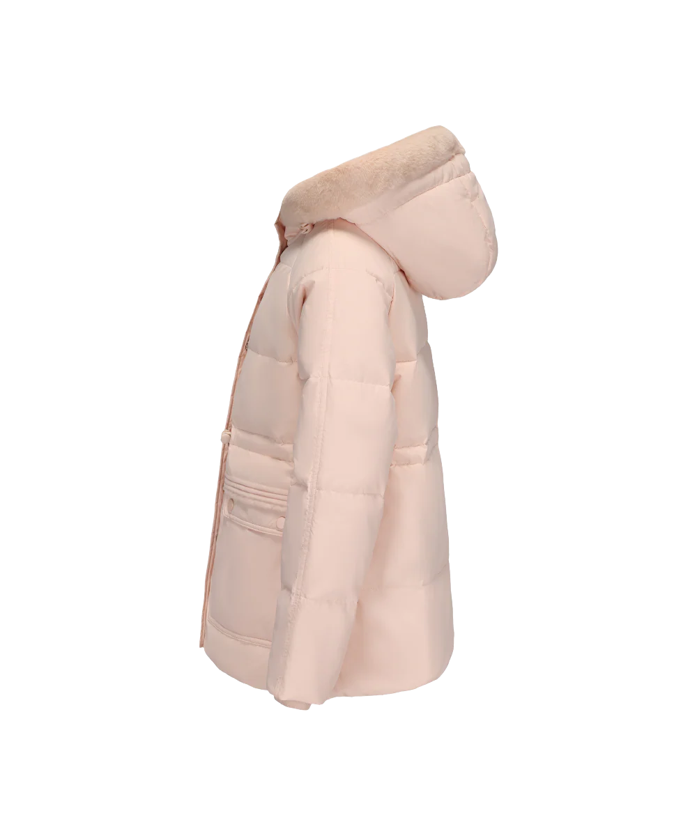 Girl's Short Fur-trimmed Hoodie Down Jacket - Image 3
