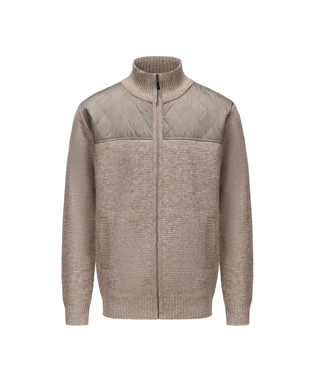 Mock Neck Full Zipped Knitted Cardigan - KS 25040