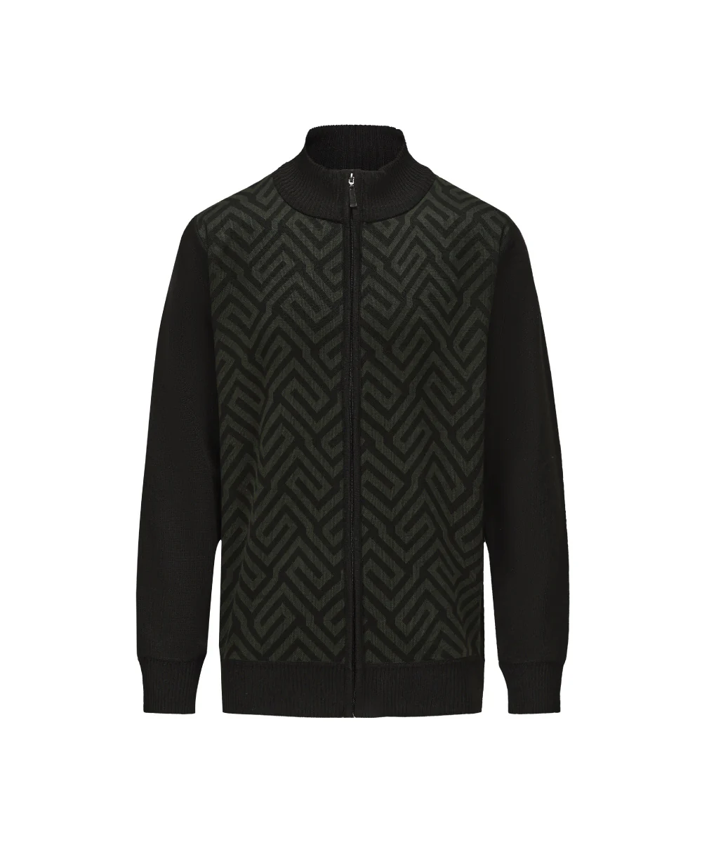 Mock Neck Full Zipped Knitted Cardigan - KS 25046