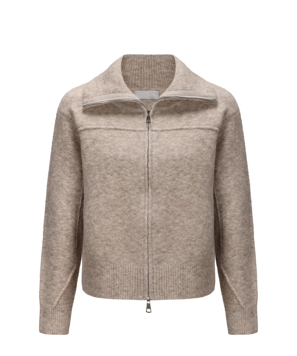 Women Mock Neck Zipped Knitted Cardigan - KSW 25108