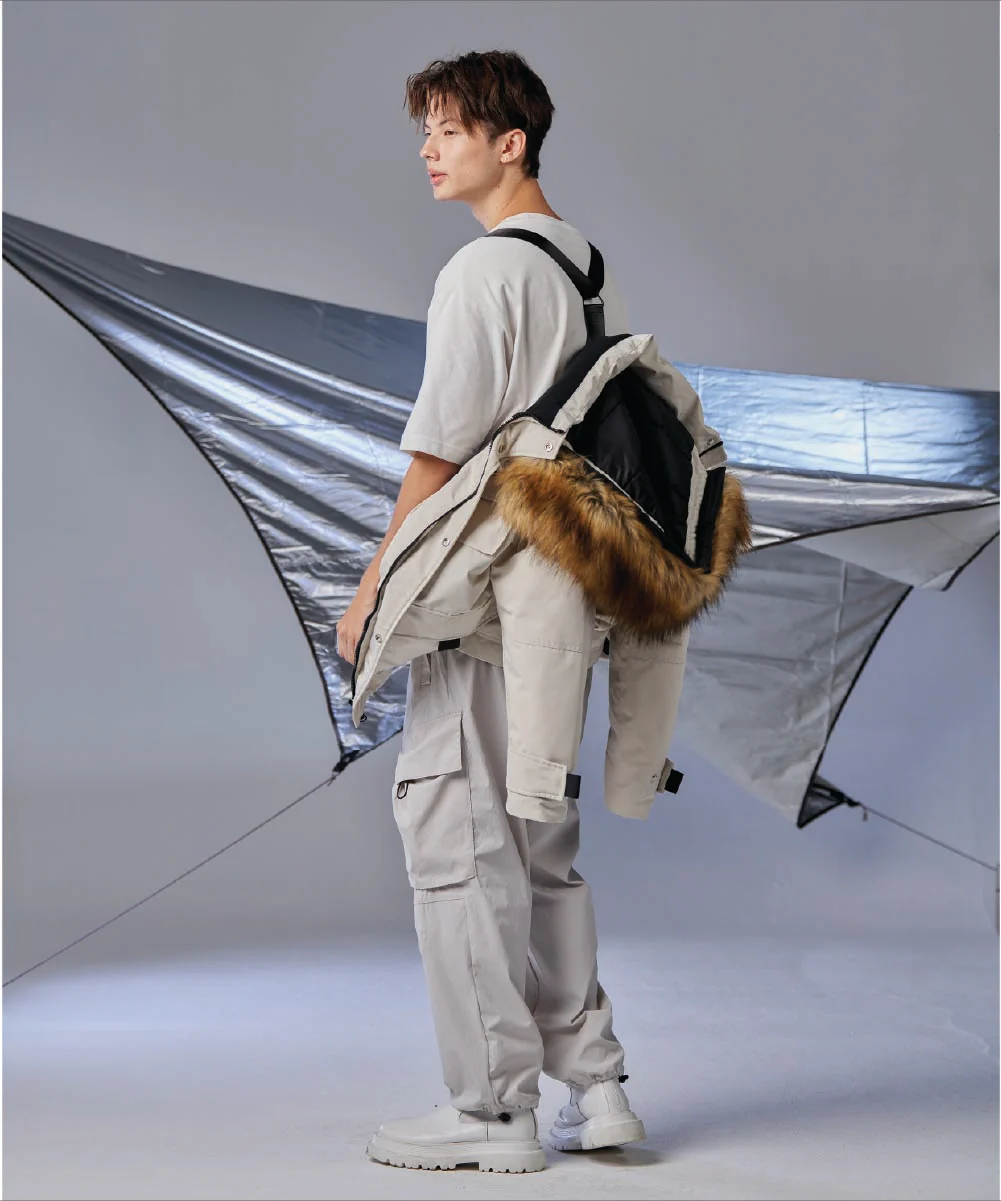 Men's Blanc Down Jacket with Reflective Velcro tape - Image 3