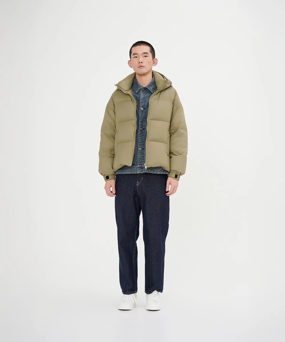 Men's Stylish, Layered Look With Denim Panel Down Jacket - Image 10