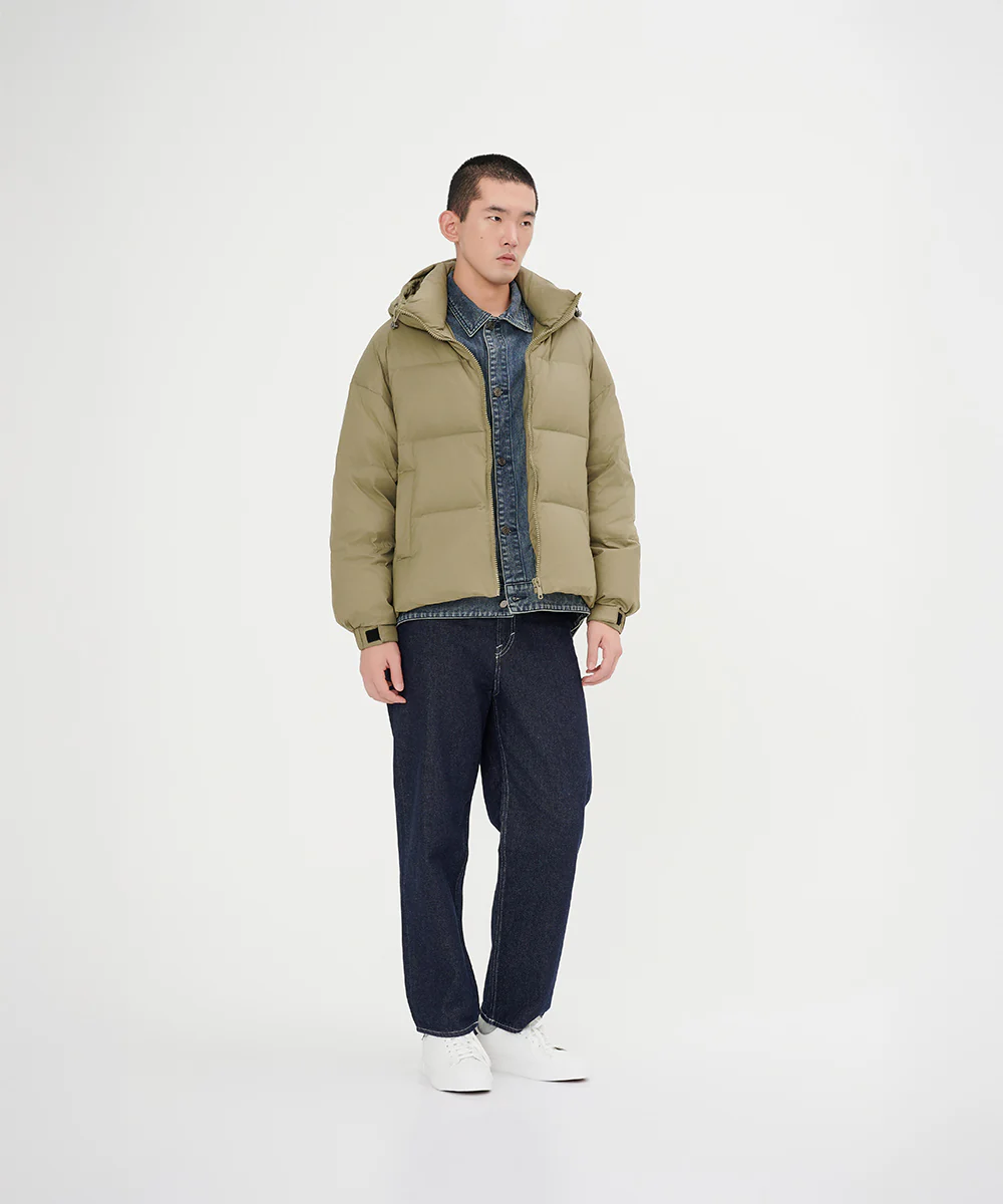 Men's Stylish, Layered Look With Denim Panel Down Jacket - Image 12