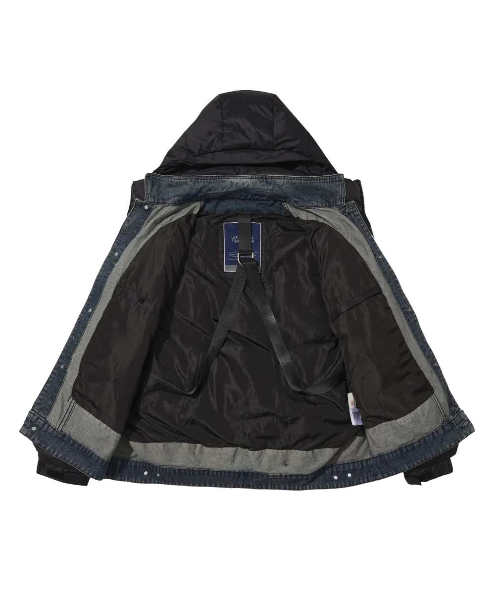 Men's Stylish, Layered Look With Denim Panel Down Jacket - Image 19