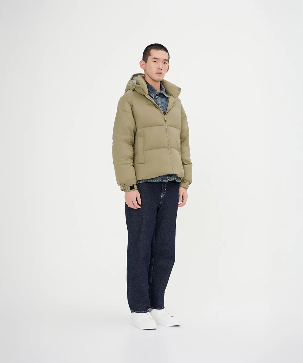 Men's Stylish, Layered Look With Denim Panel Down Jacket - Image 9