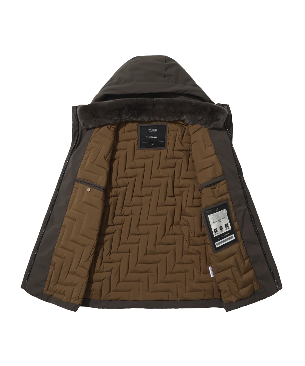 Men's Genuine Rabbit Fur Collar Goose Down Jacket - Image 11