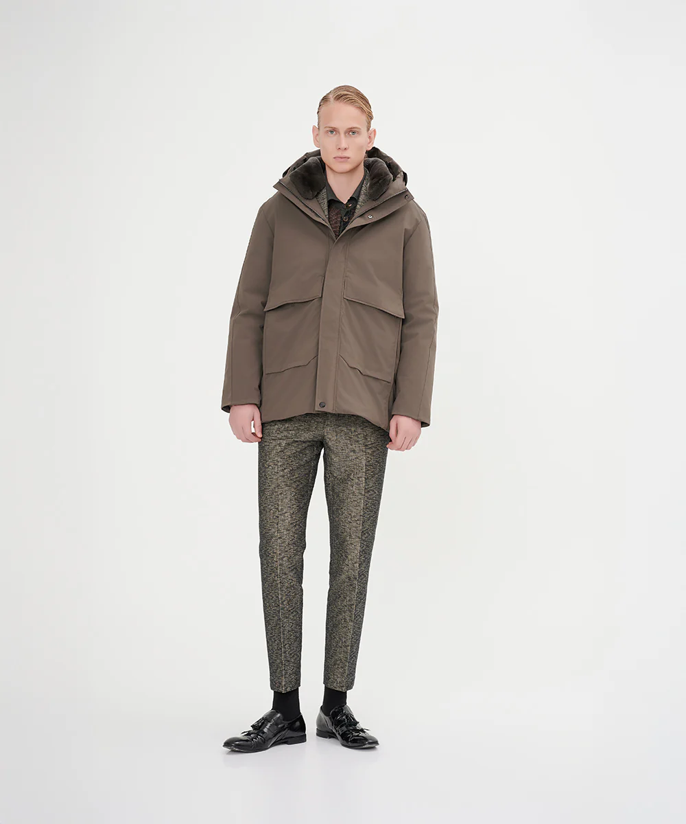 Men's Genuine Rabbit Fur Collar Goose Down Jacket - Image 2