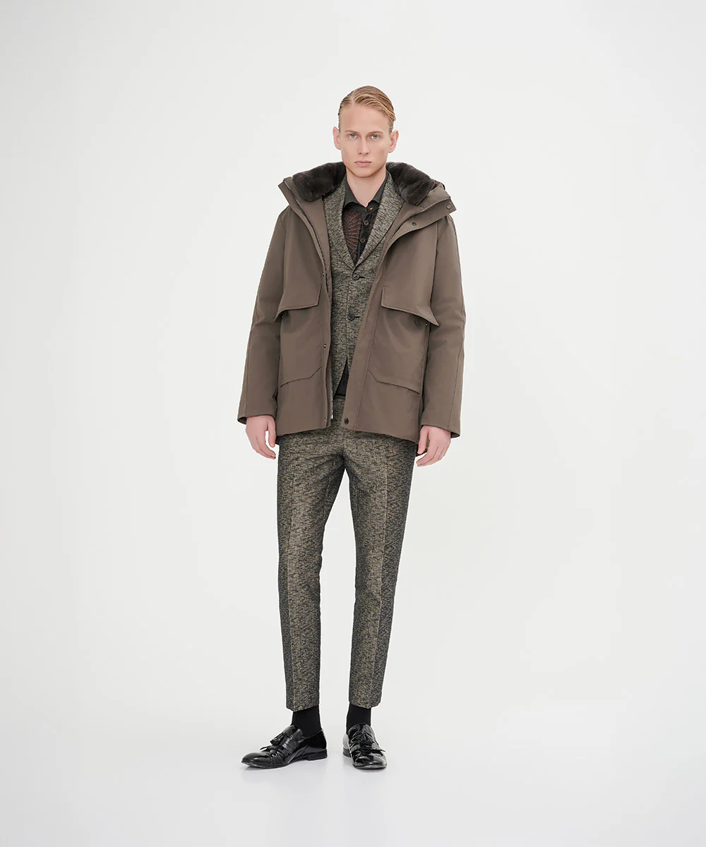 Men's Genuine Rabbit Fur Collar Goose Down Jacket - Image 3
