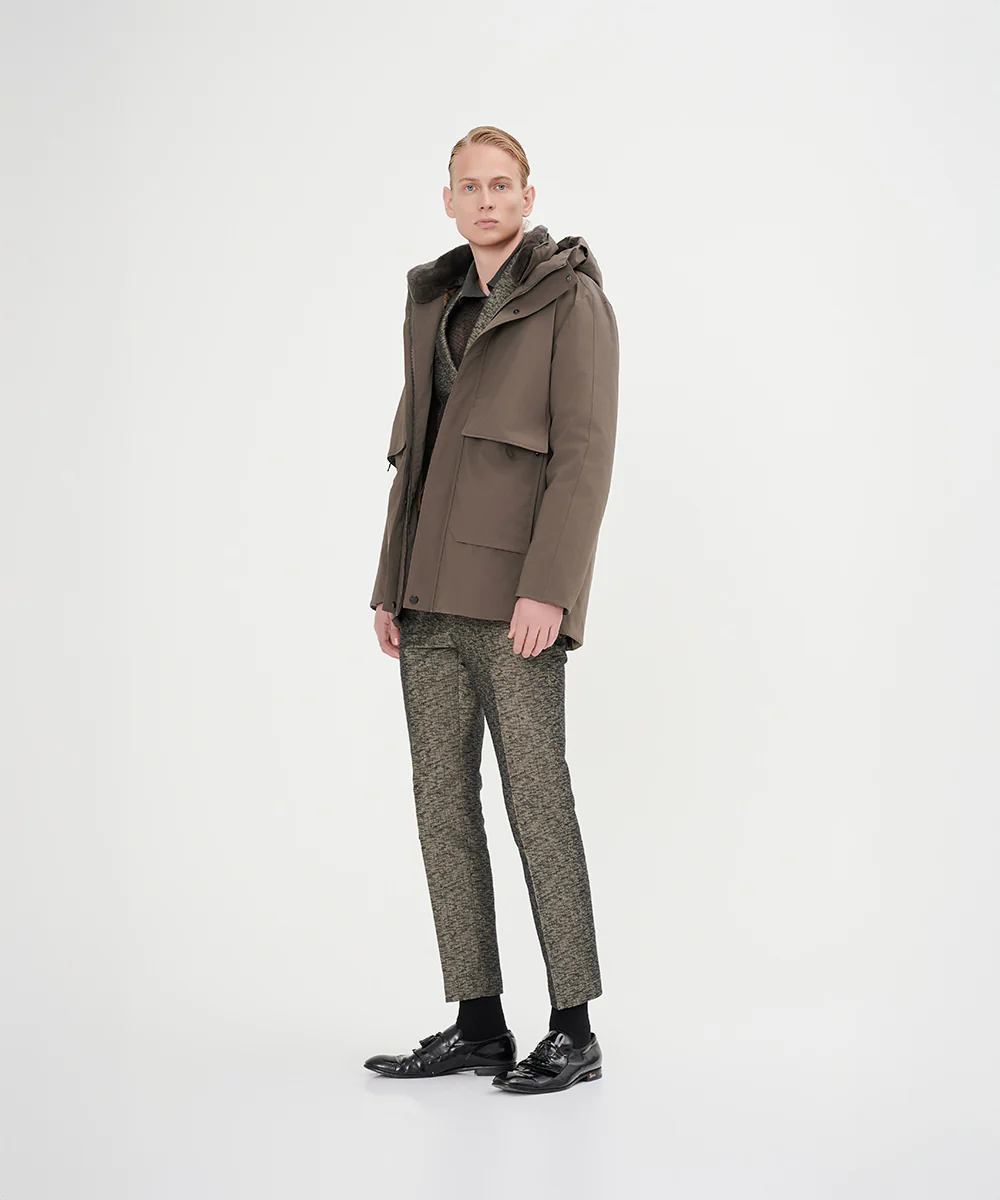 Men's Genuine Rabbit Fur Collar Goose Down Jacket - Image 4