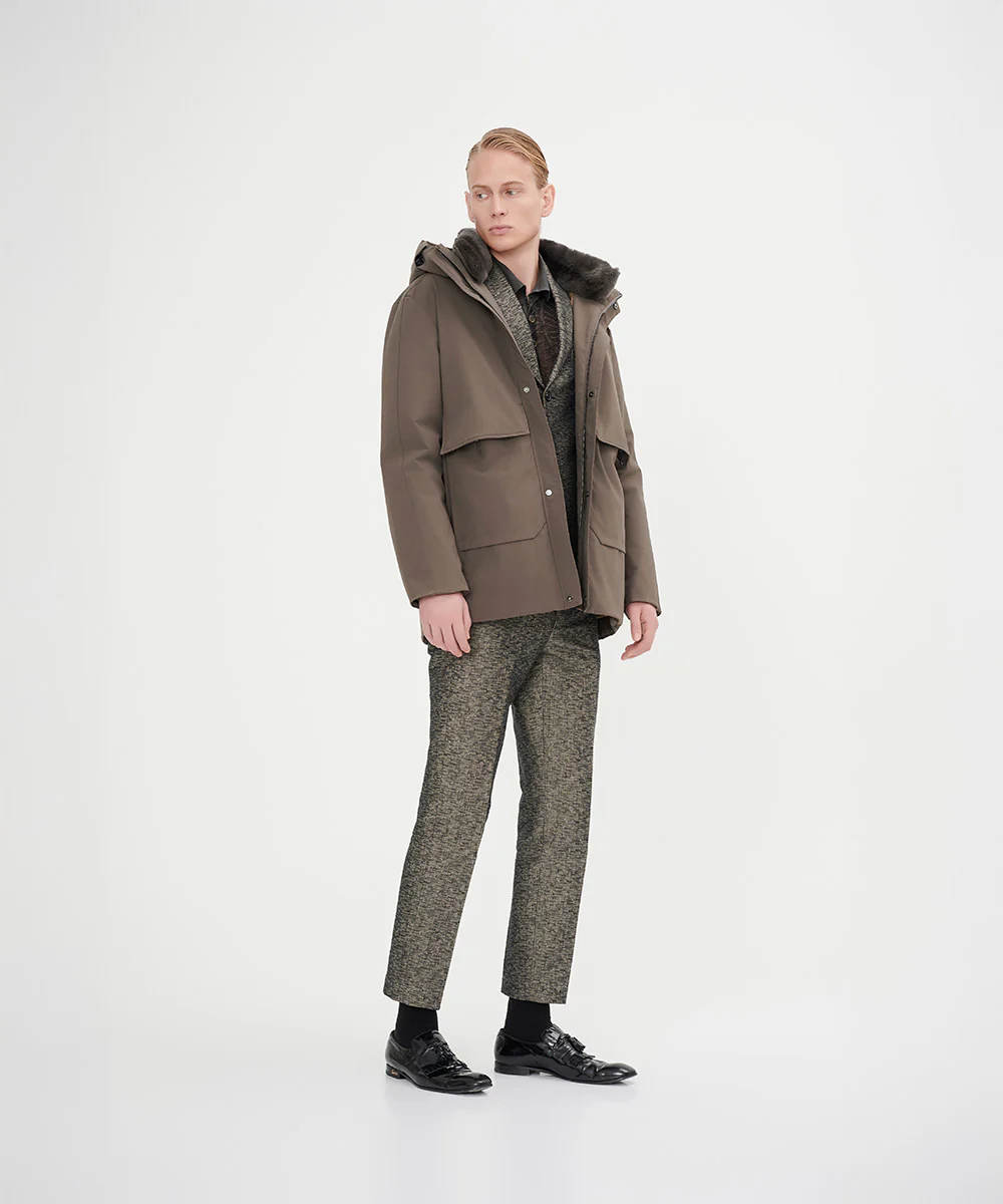 Men's Genuine Rabbit Fur Collar Goose Down Jacket - Image 5