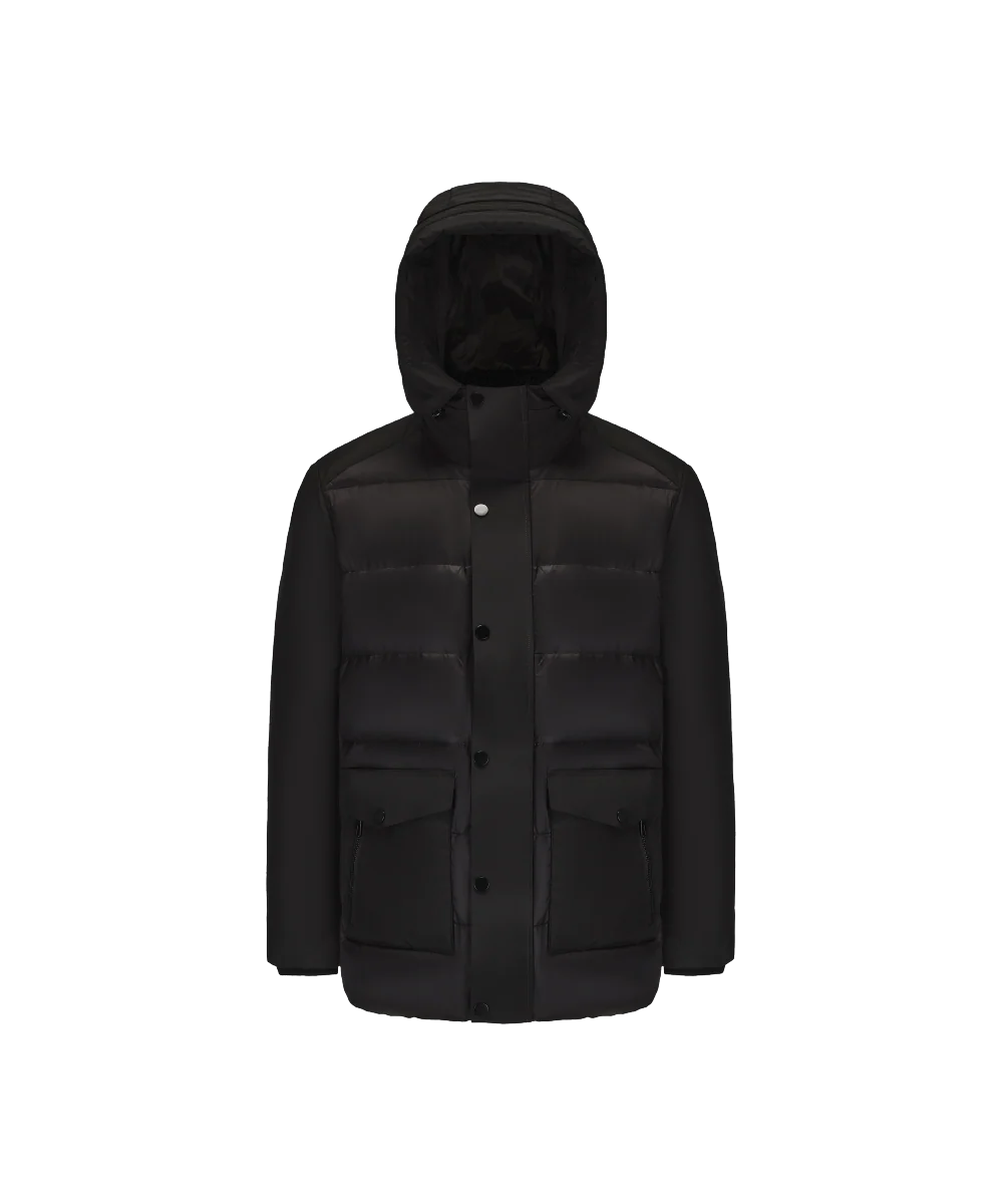 Men's Mixed Fabric Goose Down Jacket With Genuine Raccoon Fur - Image 13