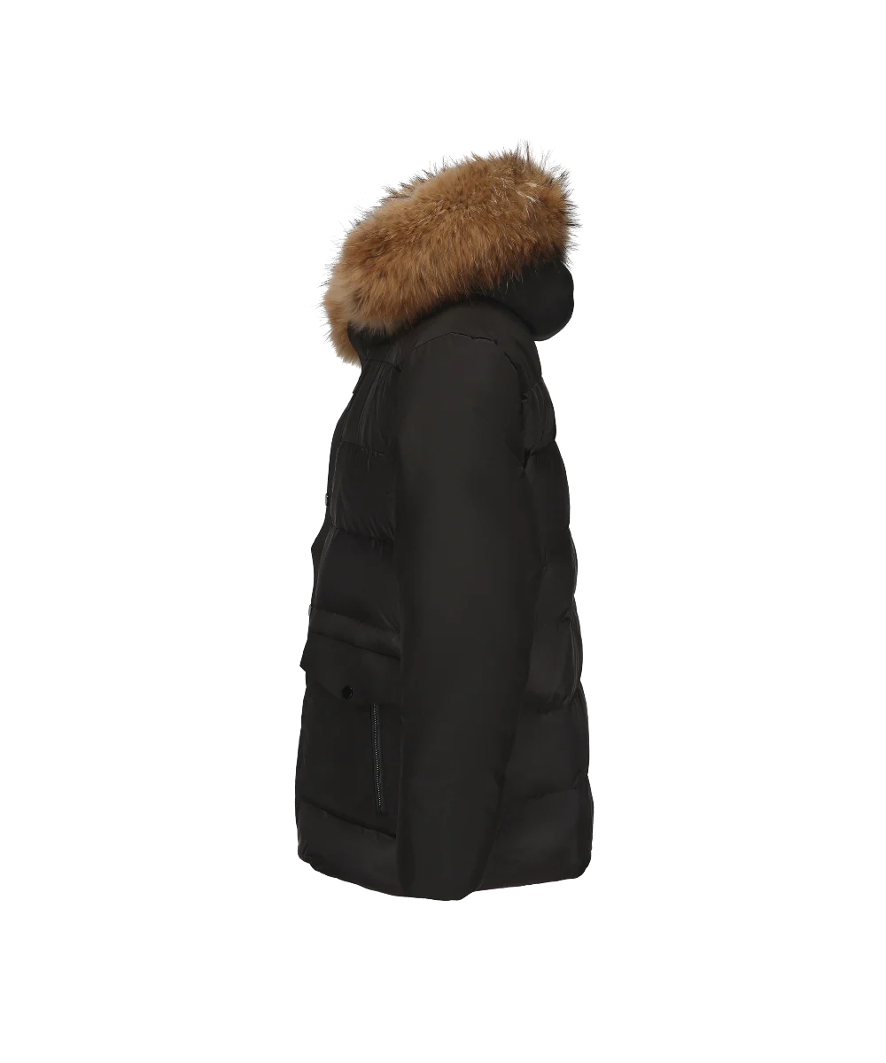 Men's Mixed Fabric Goose Down Jacket With Genuine Raccoon Fur - Image 16