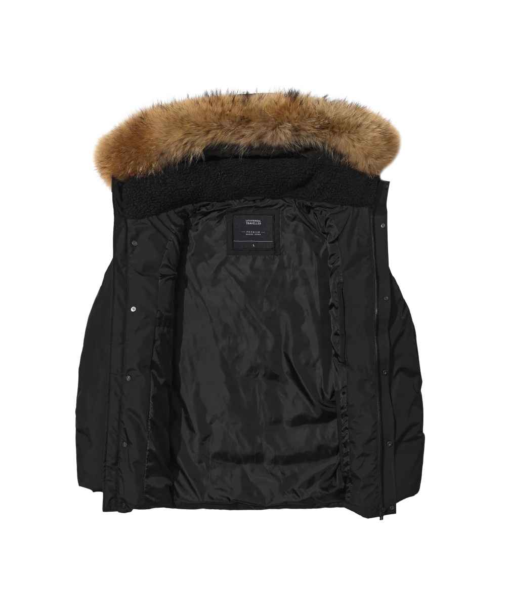 Men's Mixed Fabric Goose Down Jacket With Genuine Raccoon Fur - Image 17