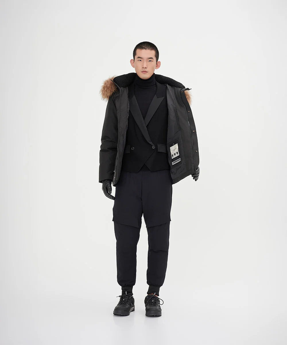 Men's Mixed Fabric Goose Down Jacket With Genuine Raccoon Fur - Image 7