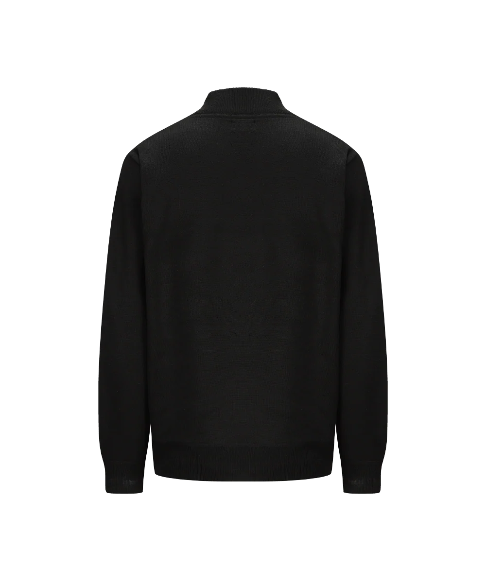 Men's Henley Mock Neck Herringbone Pattern Knitted Sweater - Image 2