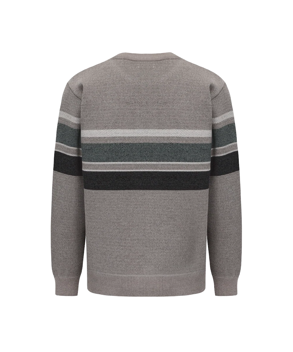 Men's Crew Neck Stripped Knitted Sweater - Image 2