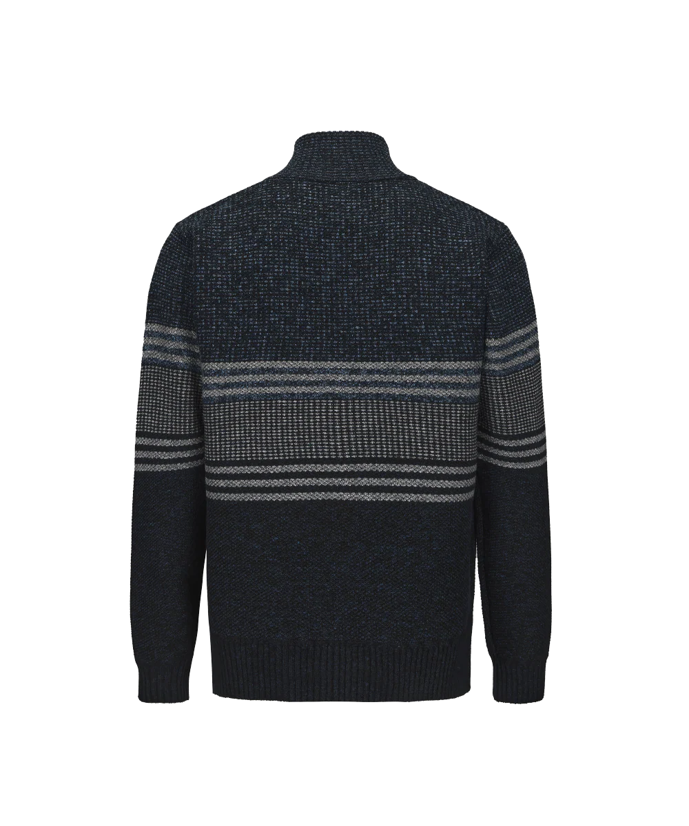 Men's Henley Mock Neck Striped Knitted Sweater - Image 2
