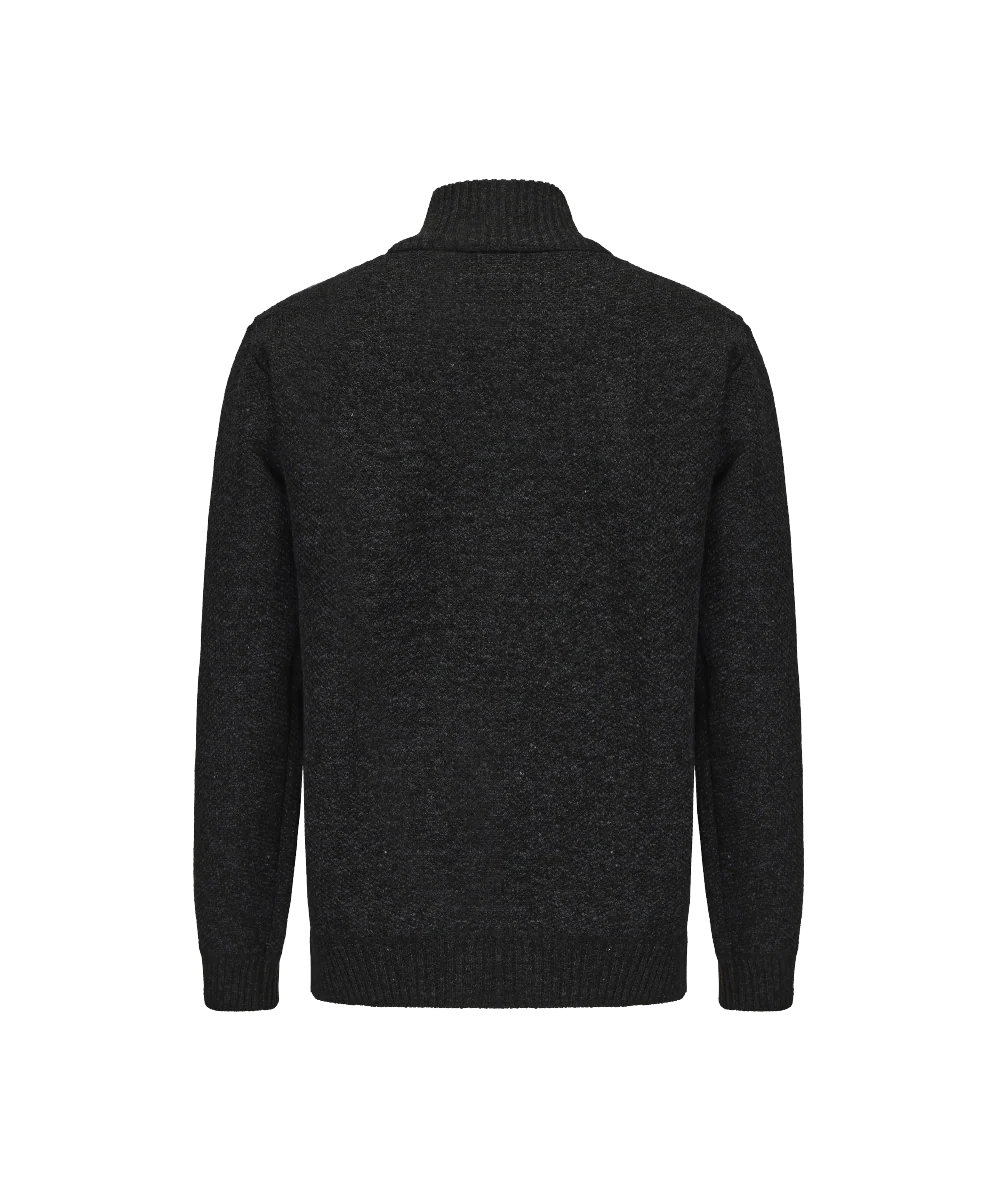 Men's Mock Neck Plaited Knitted Cardigan - Image 2