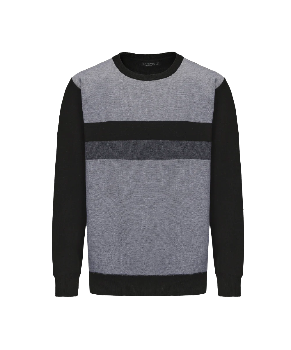 Men's Crew Neck Stripped Knitted Sweater