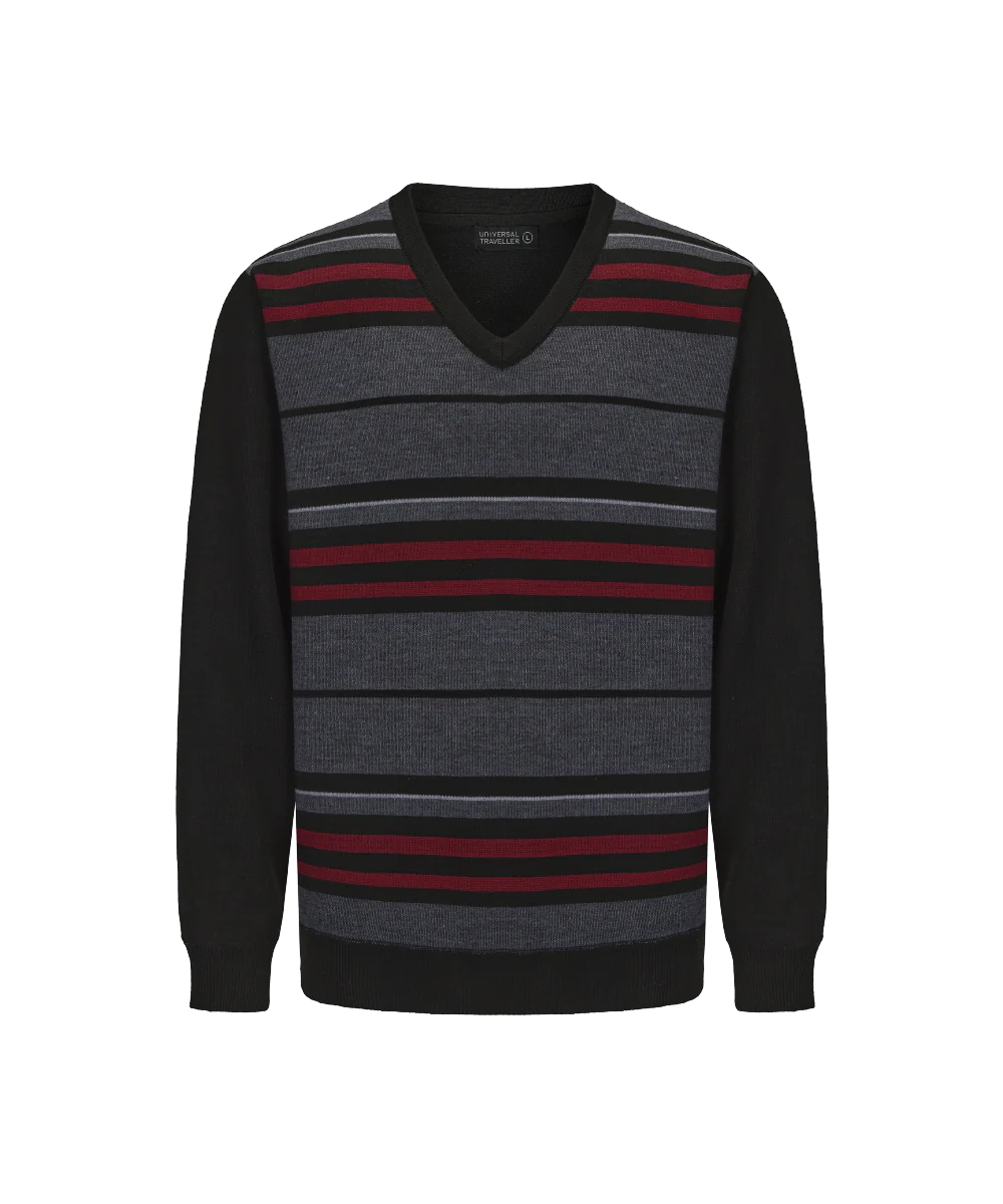 Men's V-neck Striped Knitted Sweater