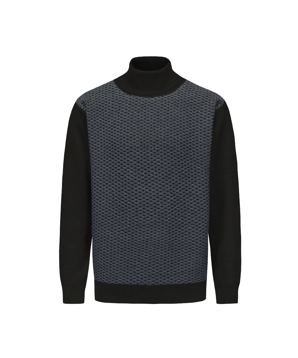 Men's Mock Neck Diamond Knitted Sweater