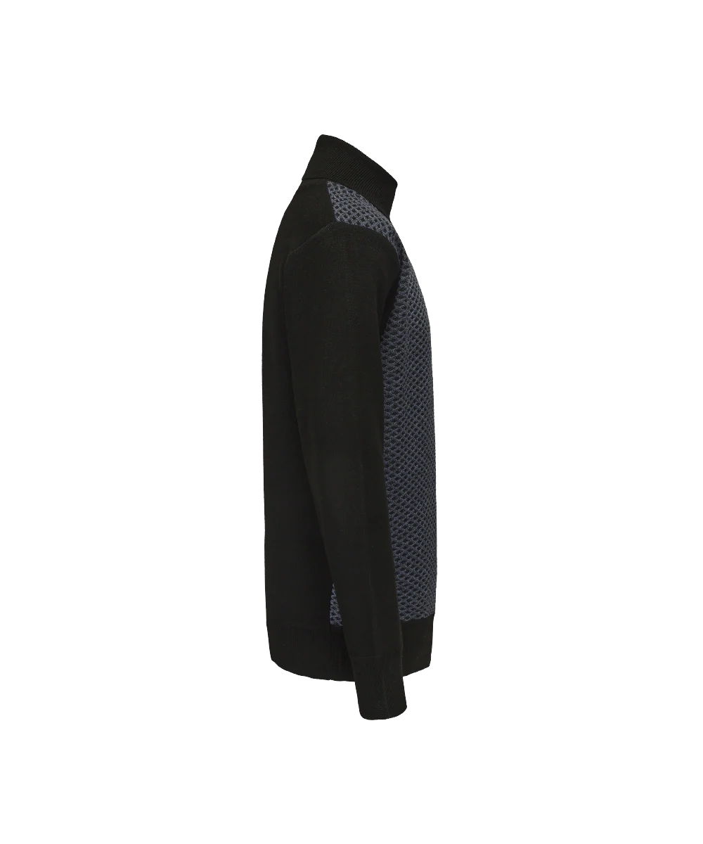 Men's Mock Neck Diamond Knitted Sweater - Image 3