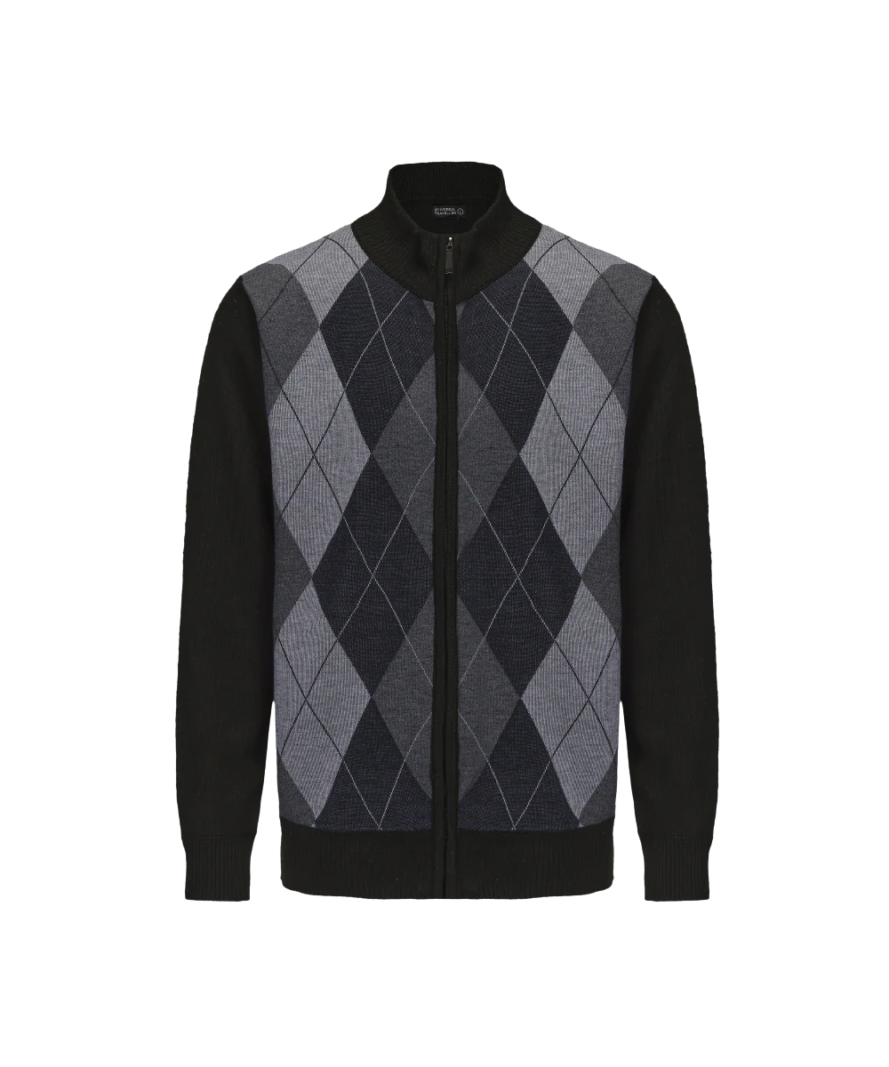 Men's Mock Neck Arrow Pattern Knitted Sweater