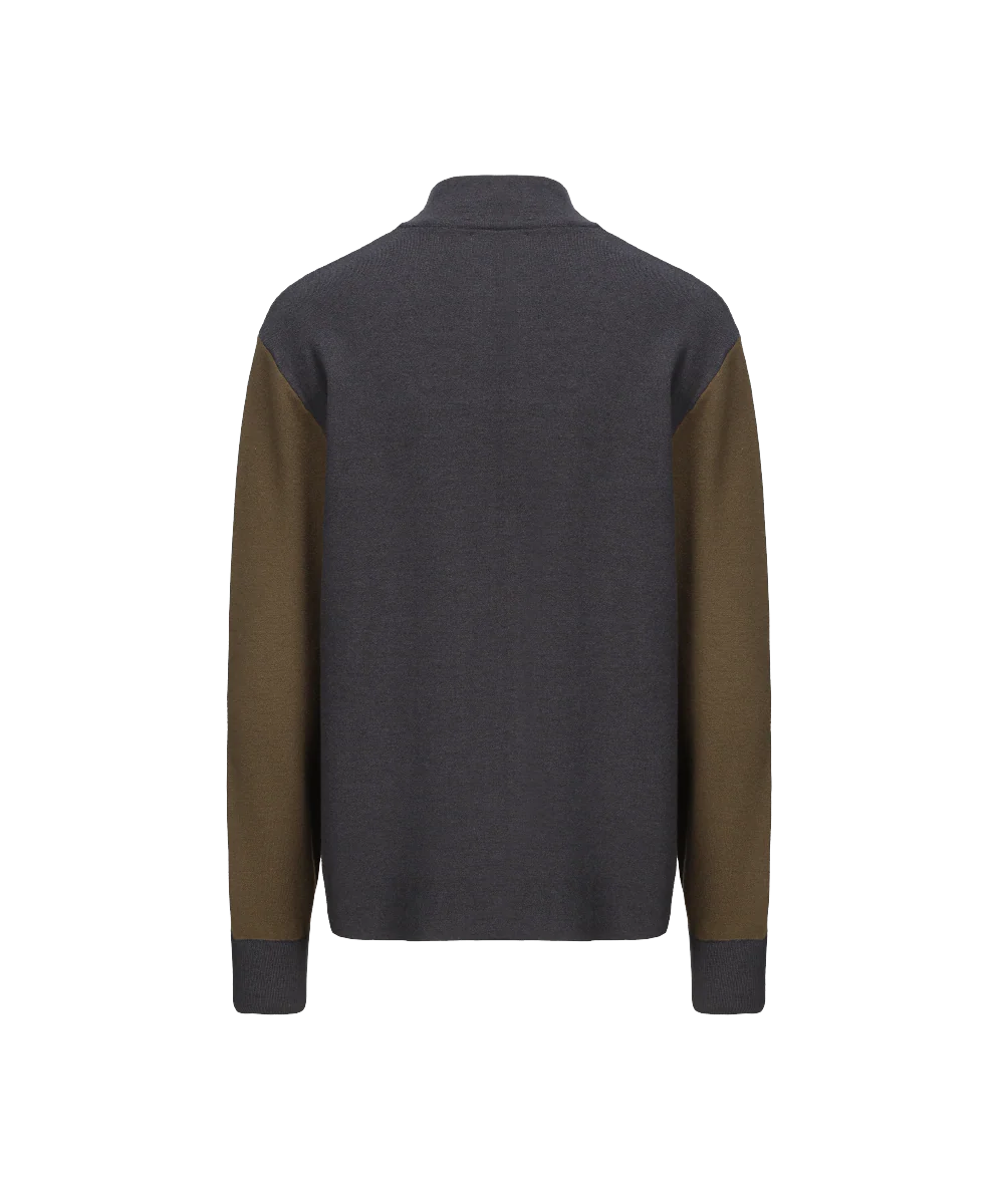 Men's Mock Neck Knitted Cardigan - Image 3
