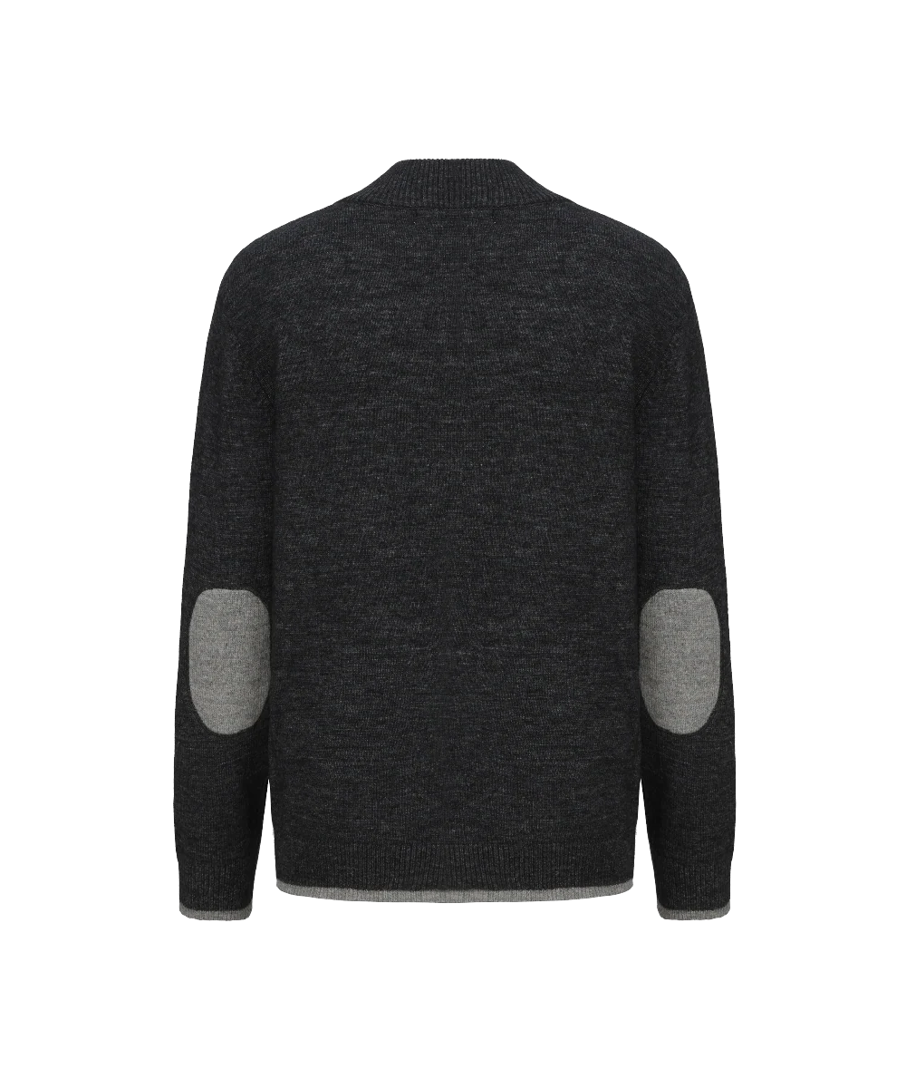 Men's Mock Neck Wool Blend Knitted Cardigan - Image 3